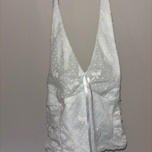 White Halter Top with Bow Details